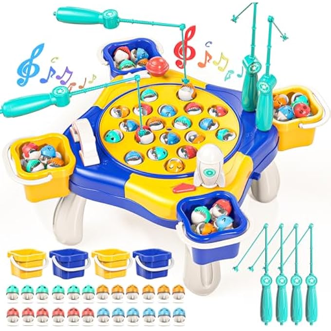 Doloowee Fishing Games for Kids 35 Magnetic Fishing Game Fishing Toy Develops HandEye Coordination Fun Fishing Toy Board Games for Kids and Toddlers Age 3 4 5 6 - Image 1