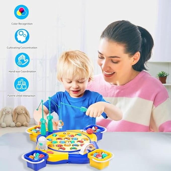 Doloowee Fishing Games for Kids 35 Magnetic Fishing Game Fishing Toy Develops HandEye Coordination Fun Fishing Toy Board Games for Kids and Toddlers Age 3 4 5 6 - Image 5