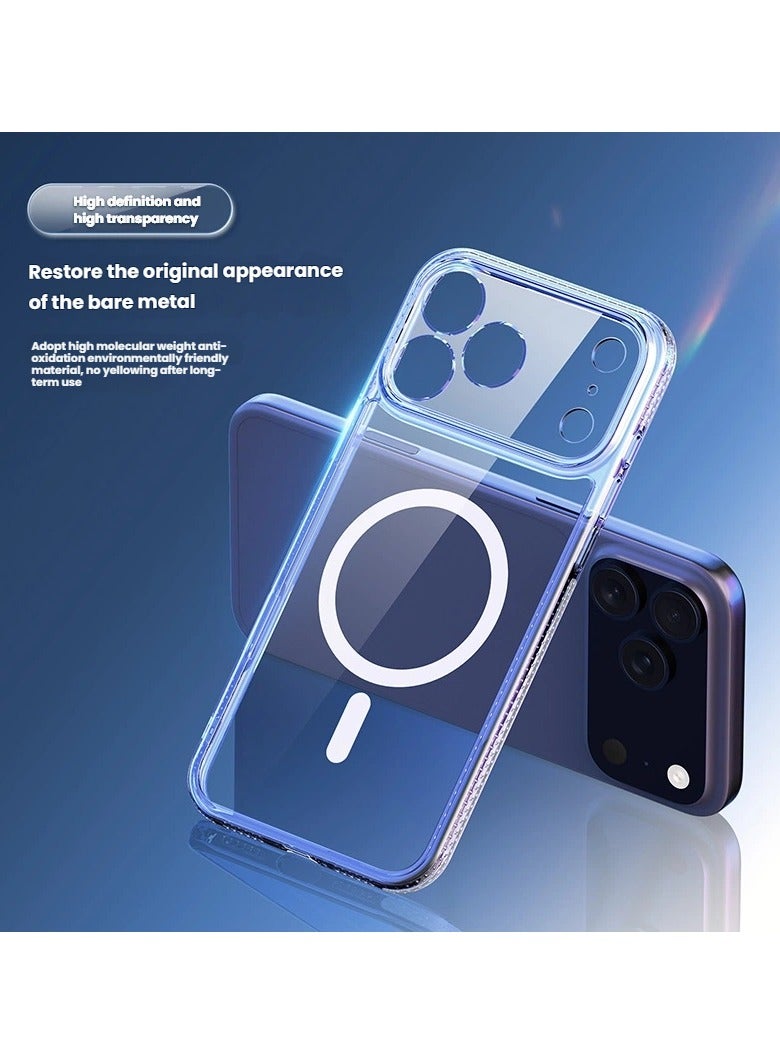 عام for iPhone 17 Pro Max Strong Magnetic Suction Transparent Case TPU+PC 2-in-1 Back Case Drop-proof MagSafe Compatible Case - Image 2