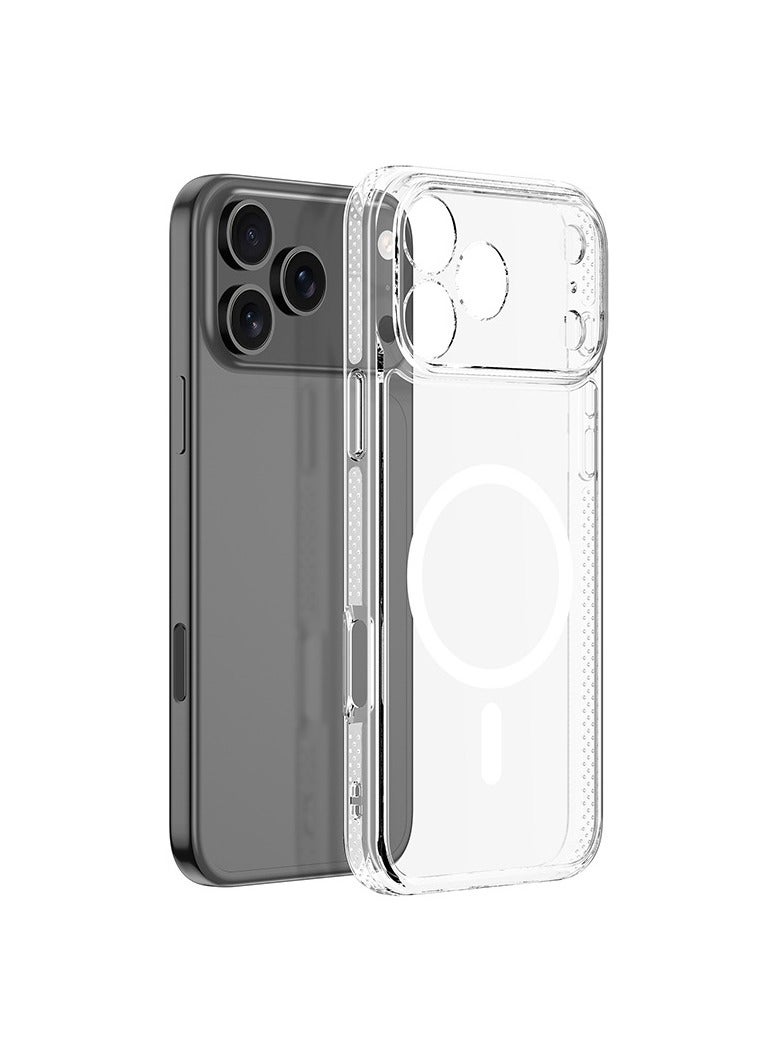 عام for iPhone 17 Pro Max Strong Magnetic Suction Transparent Case TPU+PC 2-in-1 Back Case Drop-proof MagSafe Compatible Case - Image 1
