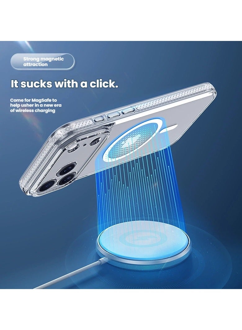 عام for iPhone 17 Pro Max Strong Magnetic Suction Transparent Case TPU+PC 2-in-1 Back Case Drop-proof MagSafe Compatible Case - Image 3