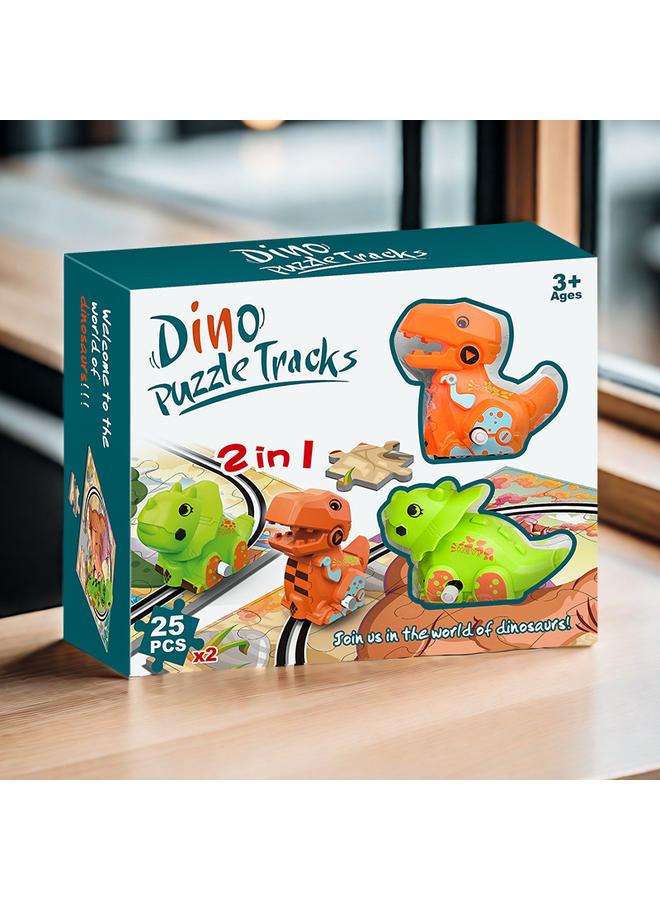 الأزرق جي دبليو 2 في 1 لعبة ديناصور هدية مشهد الأطفال DIY بناء لغز لعبة سيارة السكك الحديدية - Image 2