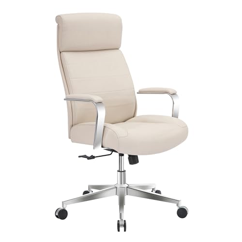 Realspace Modern Comfort Modee Vegan Leather HighBack Executive Office Chair SandChrome BIFMA Compliant