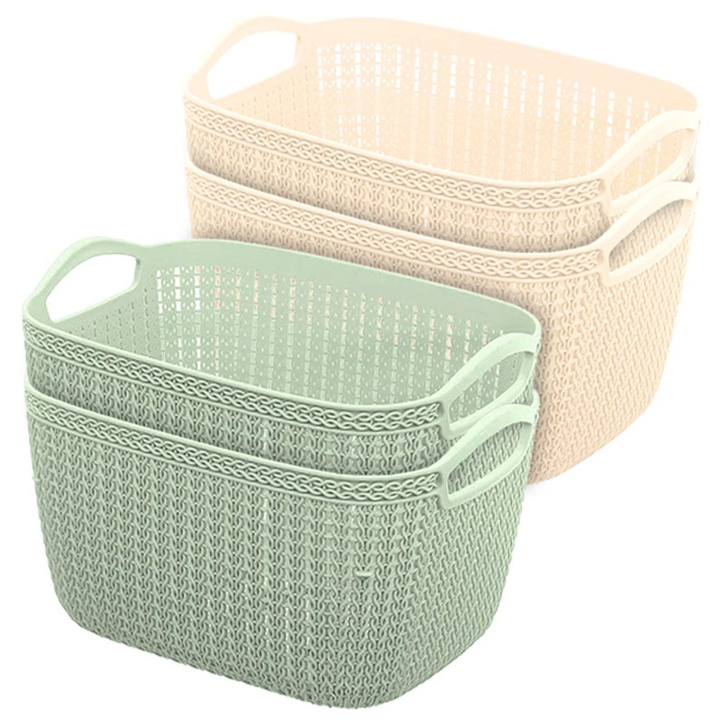 Kuber Industries Heart Home Q-5 Multiuses Designer Unbreakable Plastic Storage Basket/Organizer/Bin For Home, Kitchen, Bathroom, Office Use Pack of 4 (Beach & Green)-50HH01643 - Image 1