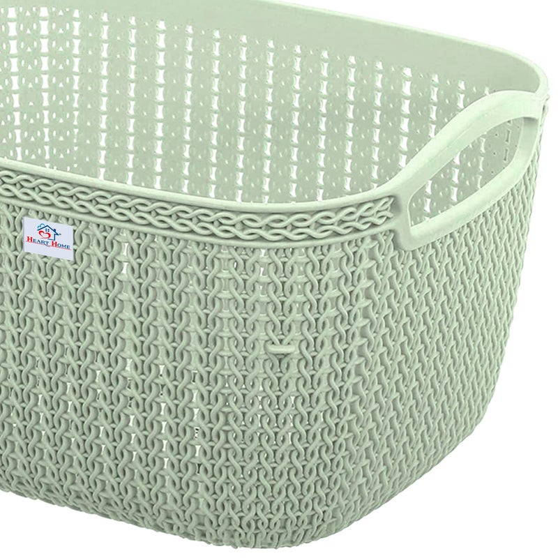 Kuber Industries Heart Home Q-5 Multiuses Designer Unbreakable Plastic Storage Basket/Organizer/Bin For Home, Kitchen, Bathroom, Office Use Pack of 4 (Beach & Green)-50HH01643 - Image 5
