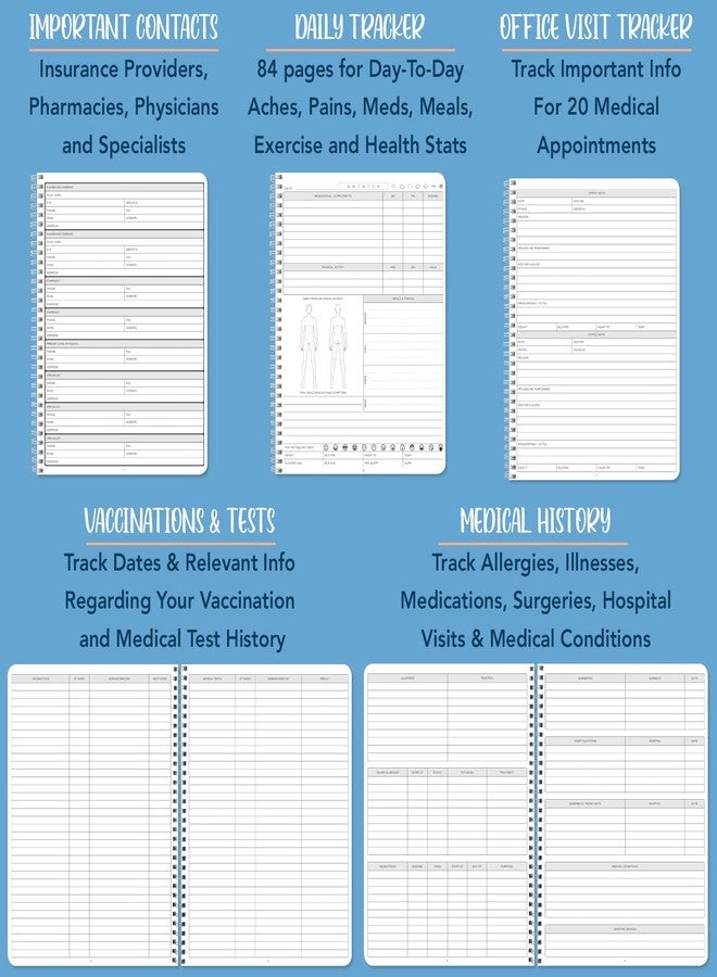 BookFactory Personal Medical History Journal/Treatment Tracking Log Book - Wire-O, 100 Pages 6" x 9" (JOU-100-69CW-PP-(Medical)) - Image 4