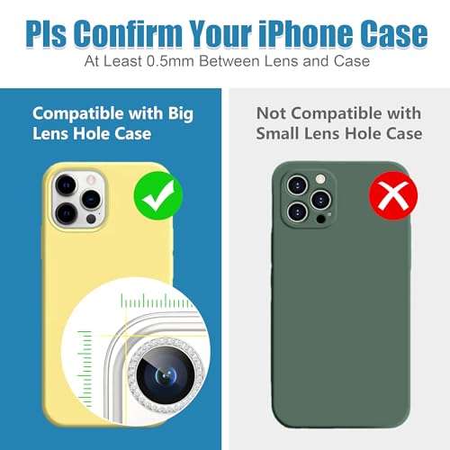 AGVEE 3+3 6 Pack for iPhone 15 Pro 6.1" / 15 Pro Max 6.7" Camera Lens Protector, Bling Diamond & Bling Glitter Metal Ring 9H Tempered HD Glass Camera Cover Film, Bling-Silver - Image 3
