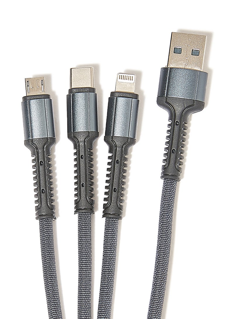 GO-DES 3-In-1 Data Sync Charging Cable Grey - Image 1