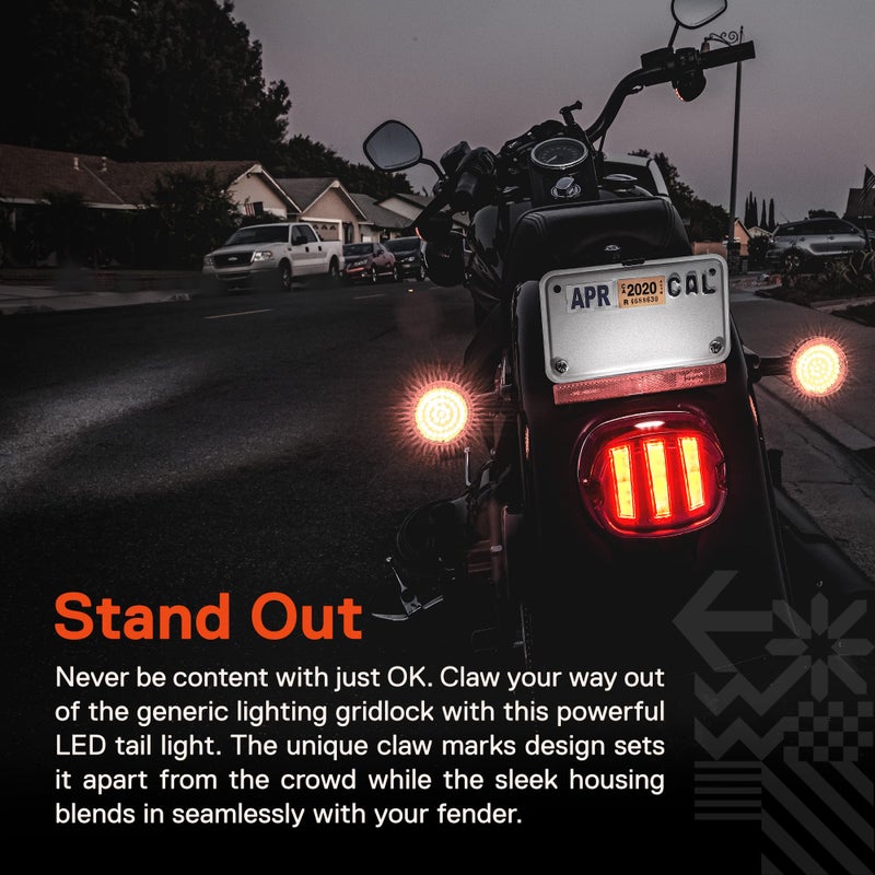 ONLINE LED STORE TRUE MODS LED Brake Tail Light for Harley Davidson - DOT Claw-Design License On Top Square Smoked Rear Red Stop Lamp Assembly for Sportster Dyna Fatboy Road King Electra Glide Ultra Softail Heritage - Image 2