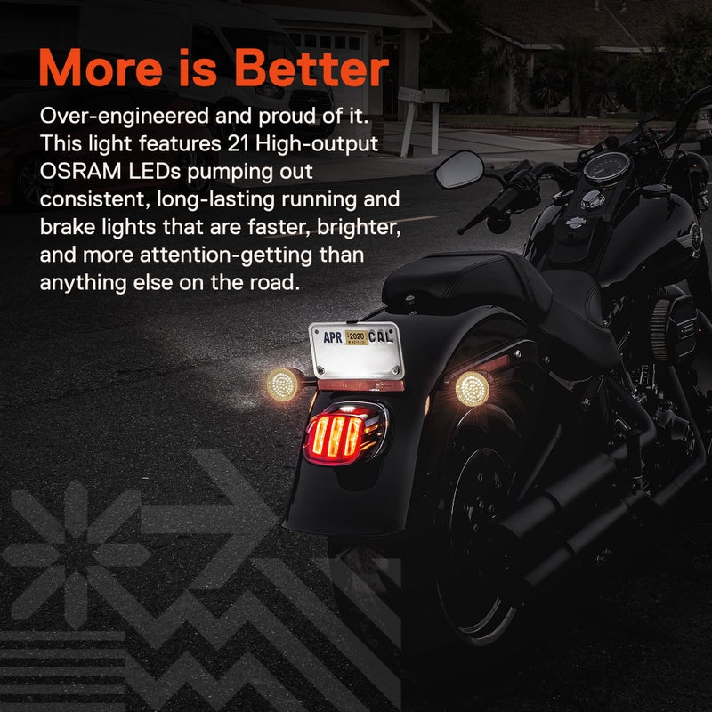 ONLINE LED STORE TRUE MODS LED Brake Tail Light for Harley Davidson - DOT Claw-Design License On Top Square Smoked Rear Red Stop Lamp Assembly for Sportster Dyna Fatboy Road King Electra Glide Ultra Softail Heritage - Image 3