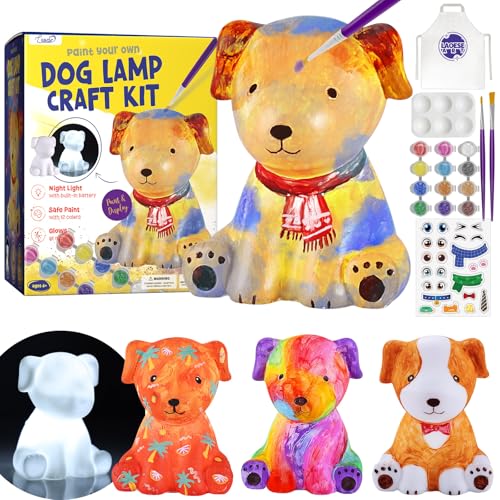 LAOESE Paint Your Own Dog Lamp Kit Art Supplies Painting Kits for Kids Arts and Crafts for Kids Ages 812 Dog Toys Girls Boys Birthday Easter Gifts for Kids Ages 3 4 5 6 7 8 9 10 11 12 - Image 1