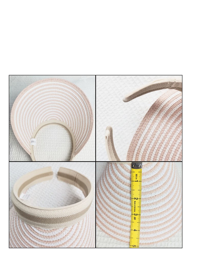 SYOSI 2 Pack Sun Visor Hats Clip-on Women Wide Brim Adjustable Travel Summer Beach Cap - Image 3