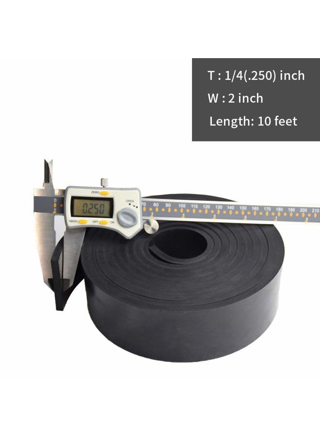 DOBTIM Neoprene Rubber Strips 1/4 (.250)" Thick X 2" Wide X 10' Long, Solid Rubber Rolls Use for Gaskets DIY Material, Supports, Leveling, Sealing, Bumpers, Protection, Abrasion, Flooring, Black - Image 2