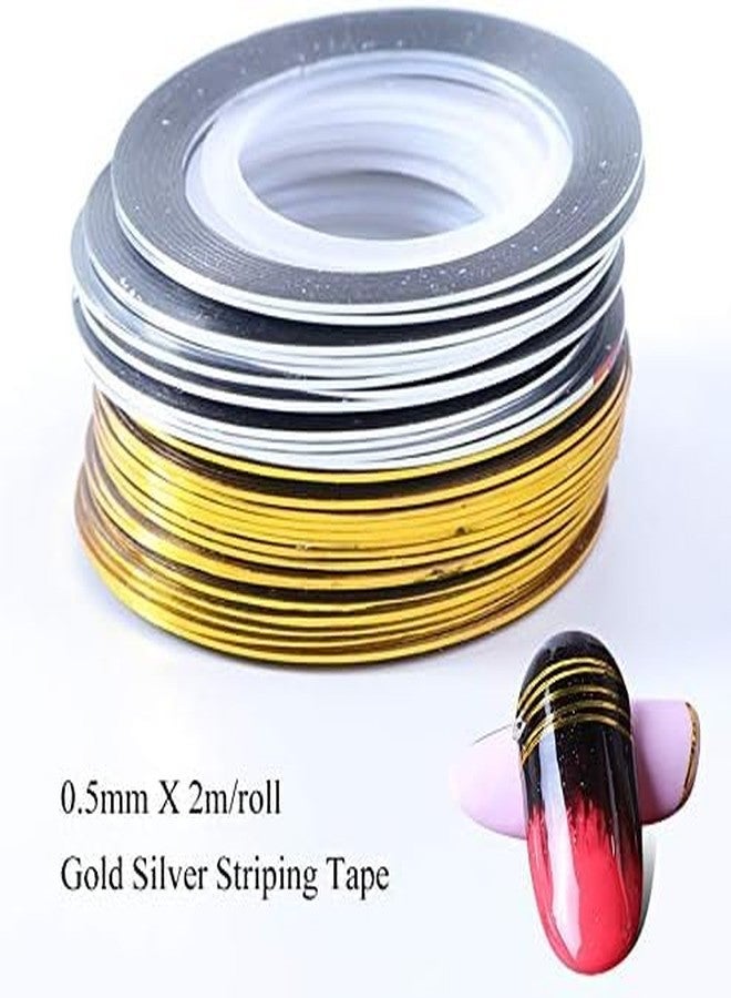 NAILWIND Nail Art Tip Sticker, Nail Art Tape Line, Nail Striping Tape Line, Foil Nail Tape for Nails Art Decoration Sticker (10 PCS, Gold) - Image 4