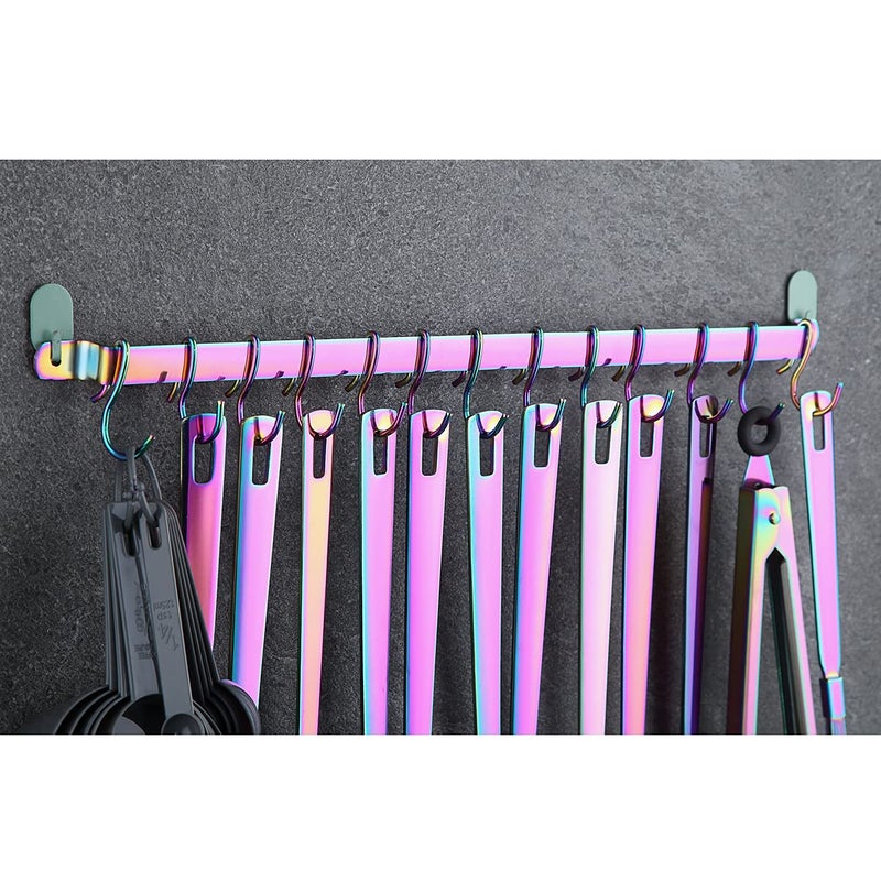 Kyraton Rainbow Cooking Utensils Set, Kyraton Stainless Steel 37 Pieces Kitchen Utensils Set with Titanium Colorful Plating, Kitchen Tool Gadgets Set with Utensil Rack Heat Resistant Dishwasher Safe - Image 4