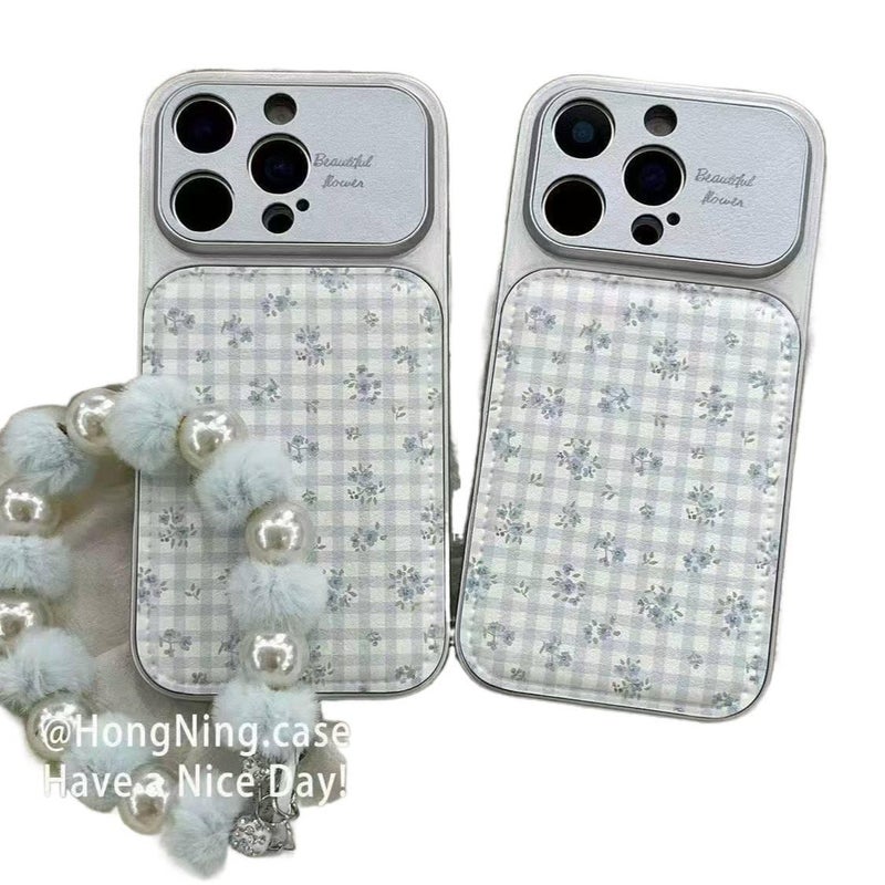 BB Protective Case, Blue Plaid Floral Pattern, Shockproof Cover for iPhone 17 / 17 Air / 17 Pro / 17 Pro Max, Floral Silicone, Drop Protection - Image 2