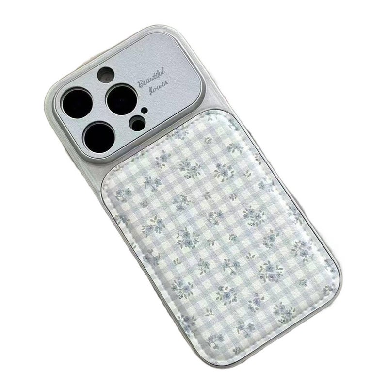 BB Protective Case, Blue Plaid Floral Pattern, Shockproof Cover for iPhone 17 / 17 Air / 17 Pro / 17 Pro Max, Floral Silicone, Drop Protection - Image 5