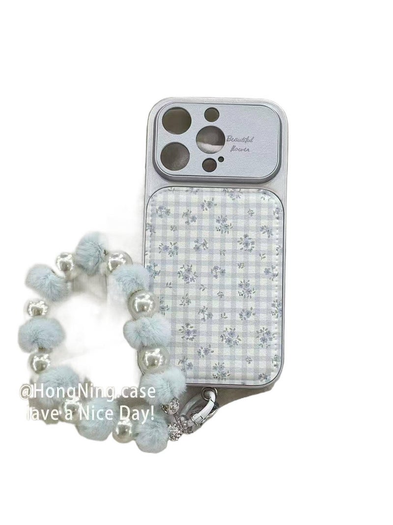BB Protective Case, Blue Plaid Floral Pattern, Shockproof Cover for iPhone 17 / 17 Air / 17 Pro / 17 Pro Max, Floral Silicone, Drop Protection - Image 1