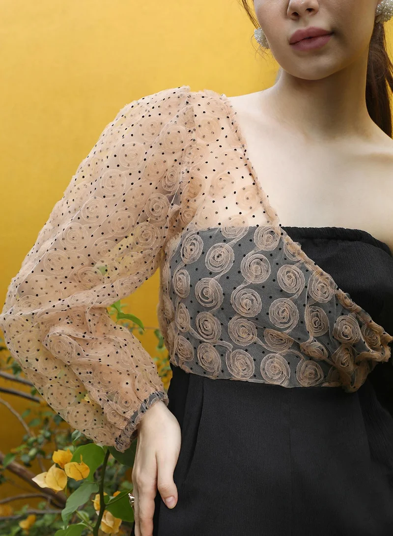 PINACOLADA  Women's Black & Beige Self-Design Jumpsuit for Women | Best Price UAE