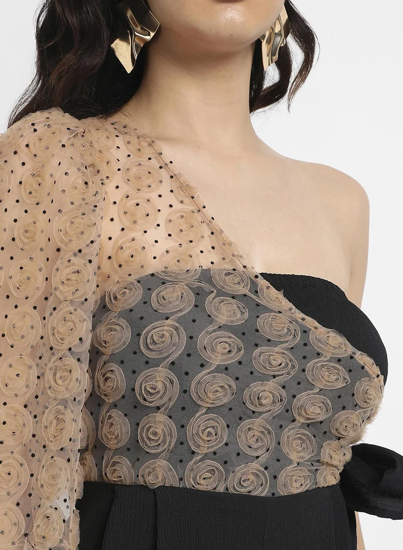 PINACOLADA  Women's Black & Beige Self-Design Jumpsuit for Women | Best Price UAE