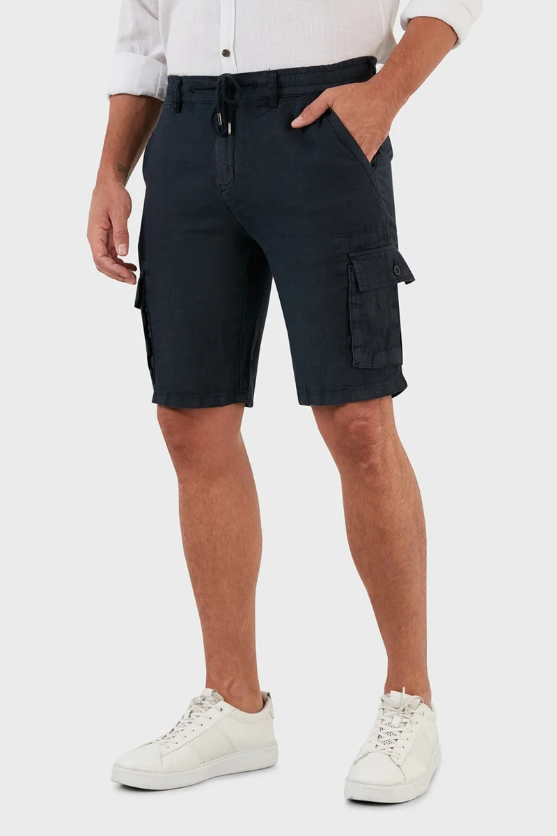 Exxe Waist Tie Pocket Regular Fit 100% Linen Short Men's Short 630 JURUS shorts