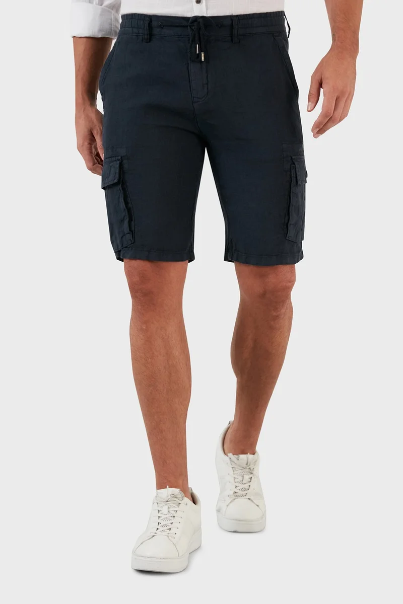 Exxe Waist Tie Pocket Regular Fit 100% Linen Short Men's Short 630 JURUS shorts