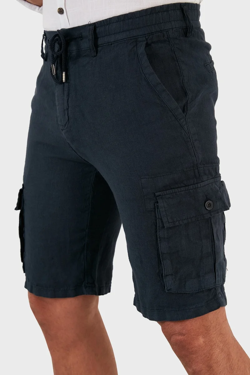 Exxe Waist Tie Pocket Regular Fit 100% Linen Short Men's Short 630 JURUS shorts