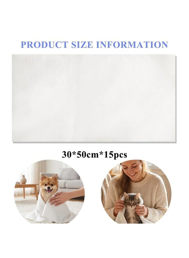 CHANHOO Disposable Pet Bath Towel,15 PCS Portable Pet Grooming Towels,11.8 x 21.6 inch Convenient Pet Cleaning Towel Pet Drying Towels,Absorbent Bath Towel for Small Dog Puppy Cat - Image 2