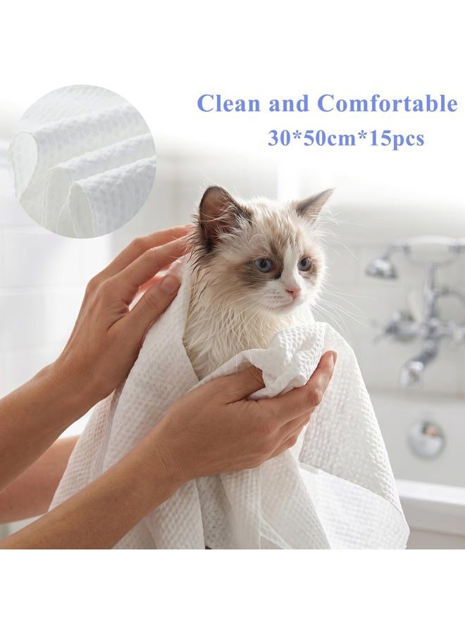 CHANHOO Disposable Pet Bath Towel,15 PCS Portable Pet Grooming Towels,11.8 x 21.6 inch Convenient Pet Cleaning Towel Pet Drying Towels,Absorbent Bath Towel for Small Dog Puppy Cat - Image 4