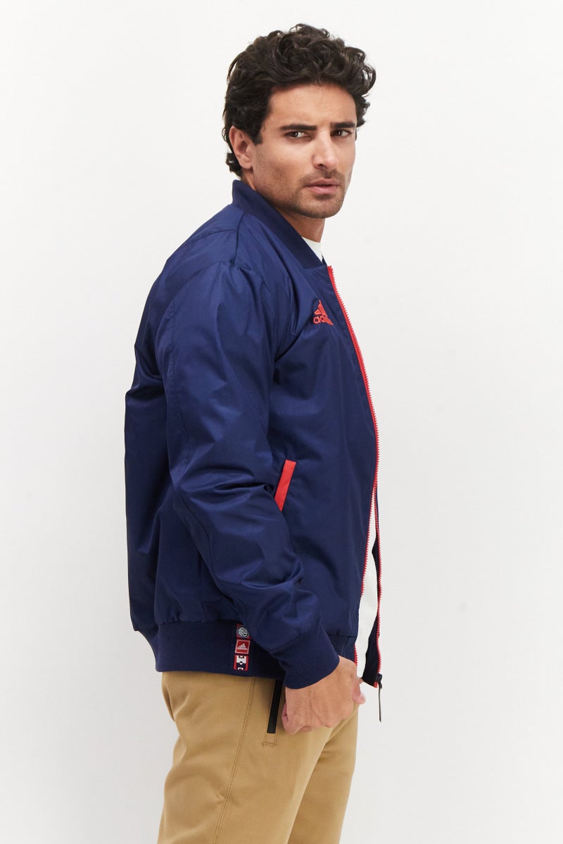 Adidas جاكيتات خارجية طويلة الأكمام للرجال، رياضية، بحرية - Image 2