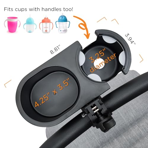 liuliuby Universal Stroller Snack Tray Attachment | Stroller Cup Holder Attachment Universal Snack Tray for Stroller Tray Attachment | Clip On Baby Stroller Accessories for Joggers, Umbrella & Wagons - Image 3