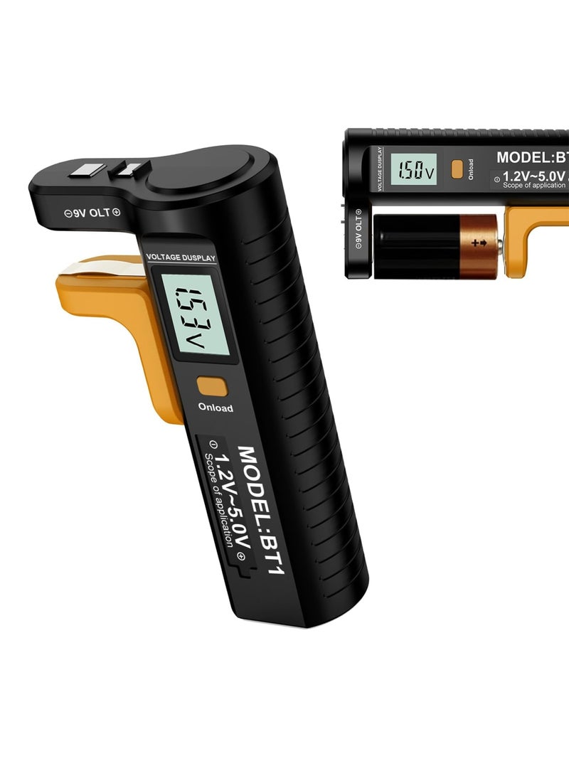 Barakah Battery Tester for AAA AA C D 9V & Button Cells - Universal Battery Checker with LCD Display, Current Detection, No Battery Required - Household Battery Voltage Meter (Black) - Image 1