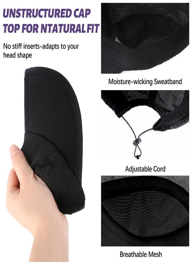 Ababalaya Unisex Lightweight Waterproof Baseball Cap, Foldable UPF 50+ Breathable Sun Hat, Quick Dry Nylon Summer Visor Hat for Outdoor Sports, Black - Image 4