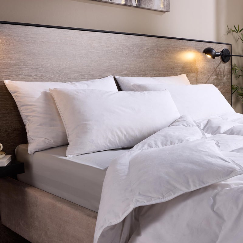 Snuggledown Luxury Goose Feather  Down Pillow  Ethically Sourced 8515 Blend Medium Support Bed Pillow for Back Sleepers  UKMade Cotton Cover Washable 48 x 74cm