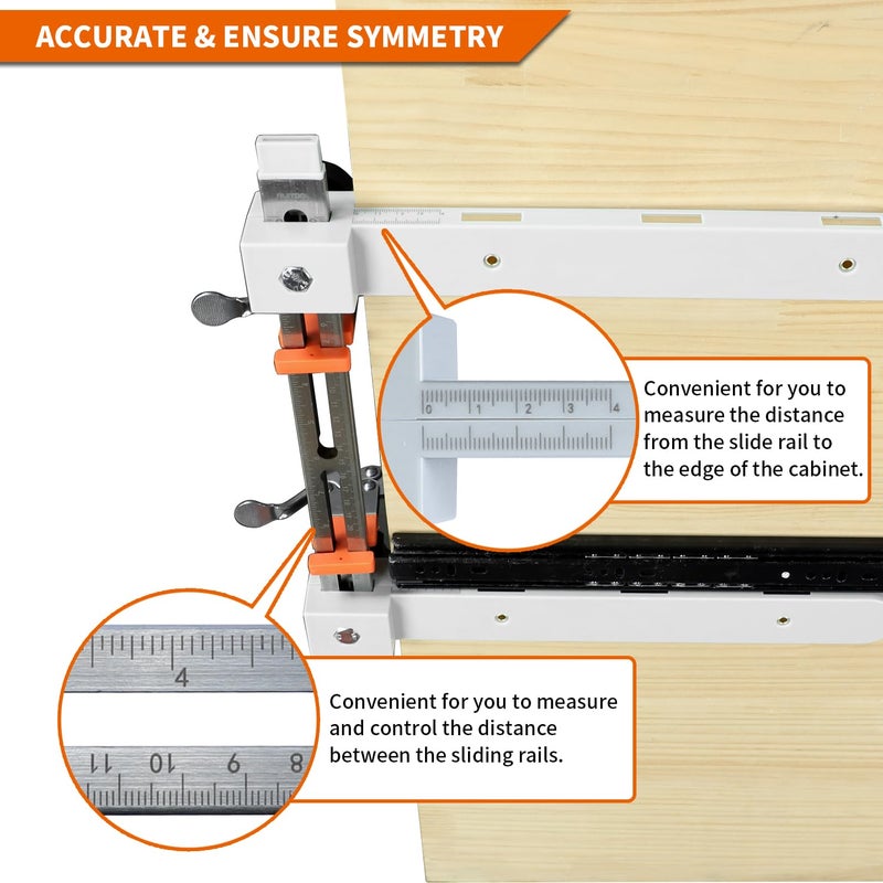 RUITOOL Drawer Slide Jig with Toggle Clamp & Magnetic Arm - Precision Cabinet Drawer Jig Tool with Laser-Engraved Dual-Scale Mark for Mounting Drawer Slide, Fast & Accurate Installation for DIY & Pro - Image 5