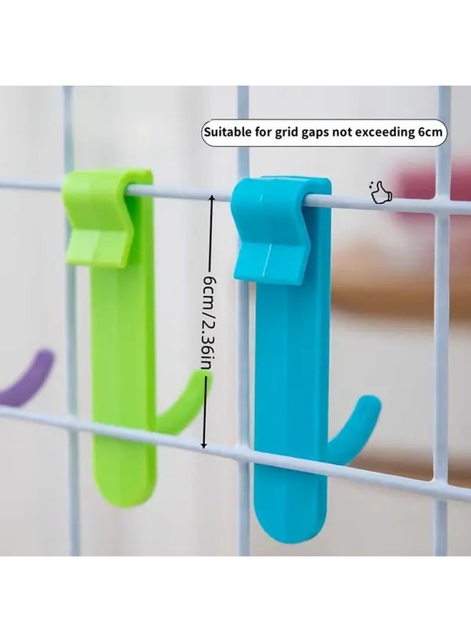 8 White Plastic Wall Mounted Hooks with Wire Frame For Keys Hats Bags Organizer - Image 2