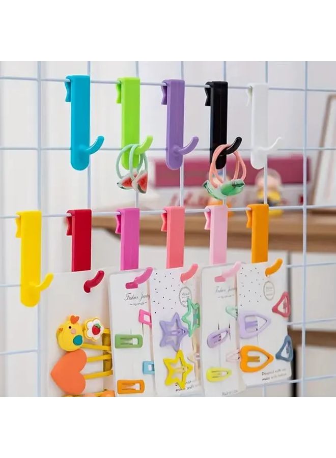 8 White Plastic Wall Mounted Hooks with Wire Frame For Keys Hats Bags Organizer - Image 3
