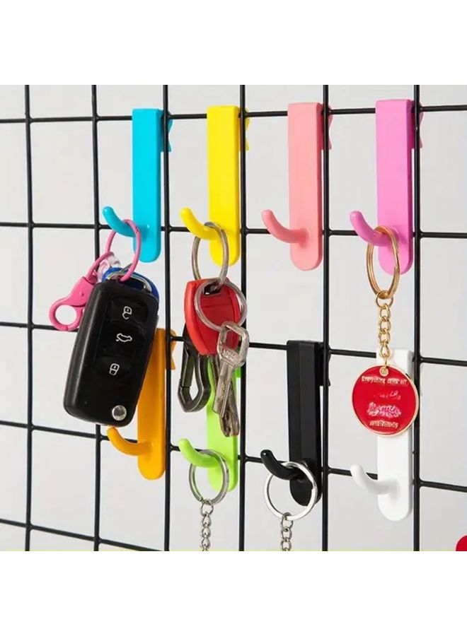 8 White Plastic Wall Mounted Hooks with Wire Frame For Keys Hats Bags Organizer - Image 5