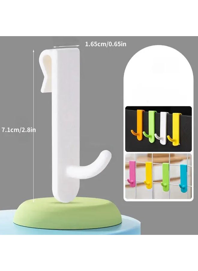 8 White Plastic Wall Mounted Hooks with Wire Frame For Keys Hats Bags Organizer - Image 4
