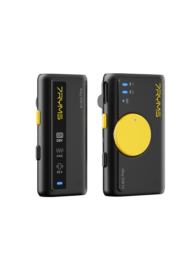 7RYMS iRay DW10 Wireless Microphone System with 1 Receiver + 1 Microphone 200M Transmission Range 15h Duration Smart Noise Reduction Built-in BT 5.3  - Image 1