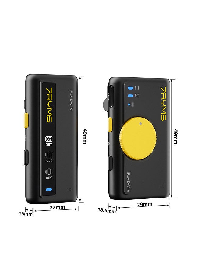 7RYMS iRay DW10 Wireless Microphone System with 1 Receiver + 1 Microphone 200M Transmission Range 15h Duration Smart Noise Reduction Built-in BT 5.3  - Image 4