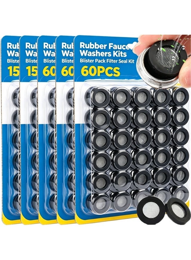 60PCS Universal Rubber Faucet Washer Filter Mesh Leak Proof Shower Hose O-Rings Gaskets Net Kitchen Bathroom Accessories Parts - Image 1
