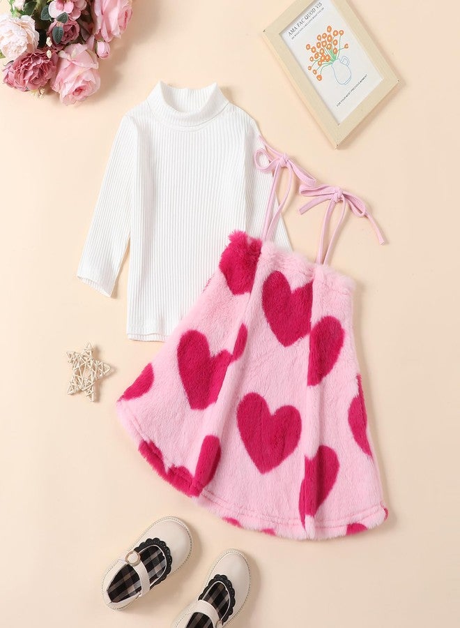Gureui Toddler Baby Girl Valentines Day Outfit Long Sleeve Shirt Heart Print Skirt Dress Clothes (A Pink Heart, 4-5T) - Image 3