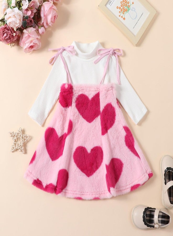 Gureui Toddler Baby Girl Valentines Day Outfit Long Sleeve Shirt Heart Print Skirt Dress Clothes (A Pink Heart, 4-5T) - Image 2