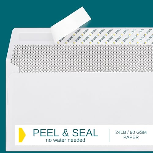 EnDoc #10 Envelopes Self Seal - 50/pack - 4 1/8 x 9 1/2 inch Letter Size - Business Envelopes #10 Peel & Seal Closure, Security Tinted for Invoices, Statements - Blank White 24LB Paper - Image 4
