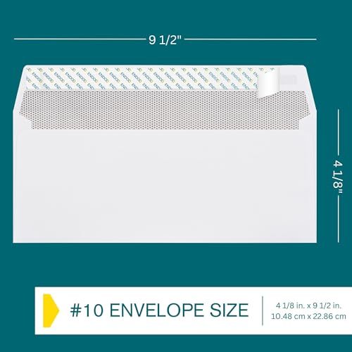 EnDoc #10 Envelopes Self Seal - 50/pack - 4 1/8 x 9 1/2 inch Letter Size - Business Envelopes #10 Peel & Seal Closure, Security Tinted for Invoices, Statements - Blank White 24LB Paper - Image 3