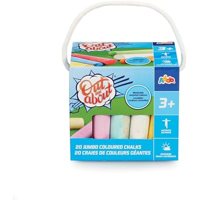 OUT AND ABOUT 20 JUMBO COLORED CHALKS, DESIGNED FOR LITTLE HANDS AND BIG IMAGINATIONS, DRAWING, ARTS & CRAFT, 3 YEARS+