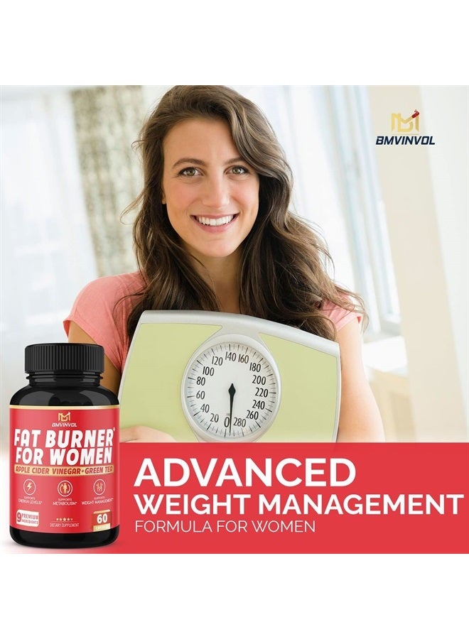 BMVINVOL Fat Burner for Women, 9-in-1 Powerful Blend of Apple Cider Vinegar, Green Tea, Garcinia Cambogia, Green Coffee Bean, White Kidney Bean, Coleus Forskohlii, Raspberry Ketones, Olive Leaf - Image 3