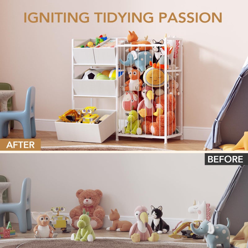 BBLIKE Kids Storage Organizer with 4 Removable Bins, Kids Storage Toy Shelf Organizer for Stuffed Animal Holder for Bedroom Playroom Nursery, White - Image 5