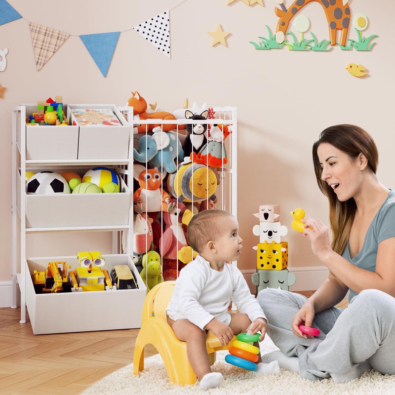 BBLIKE Kids Storage Organizer with 4 Removable Bins, Kids Storage Toy Shelf Organizer for Stuffed Animal Holder for Bedroom Playroom Nursery, White - Image 3